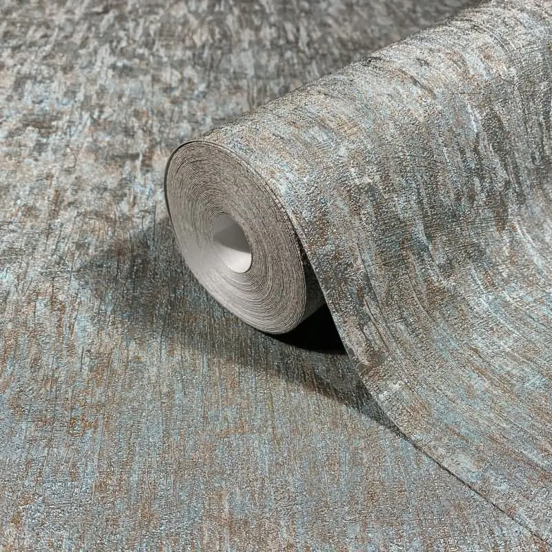 Vliestapete in Blau, Kupfer Betonoptik Uni Modern für Wohnzimmer Schlafzimmer Küche (KG-171457)