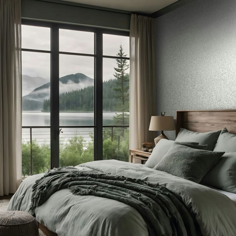 Vliestapete in Grau Blattmotiv Floral Natur für Wohnzimmer Schlafzimmer Küche (KG-171460)