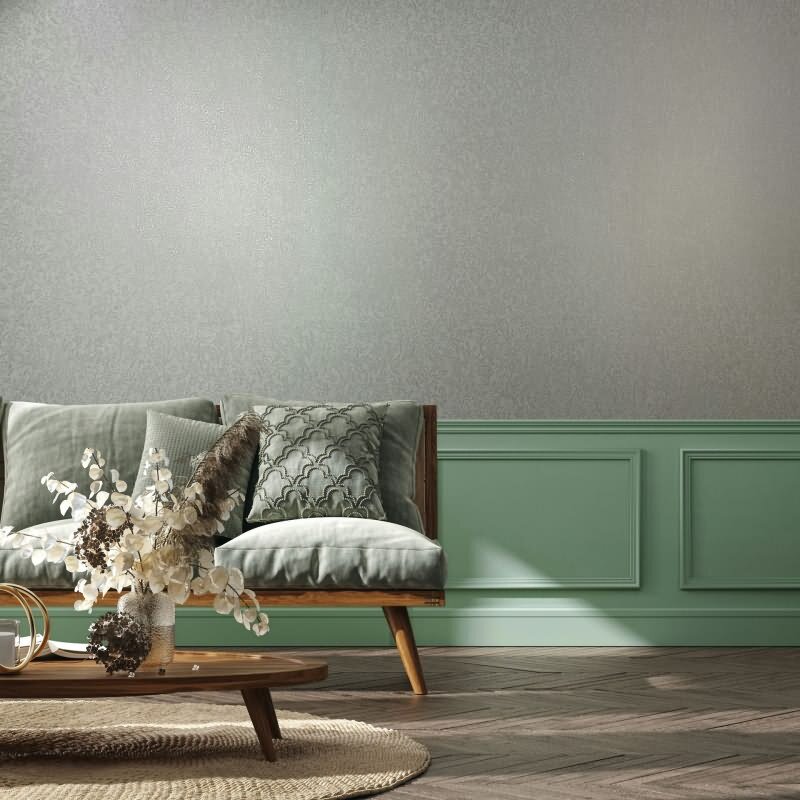 Vliestapete in Grau Blattmotiv Floral Natur für Wohnzimmer Schlafzimmer Küche (KG-171460)