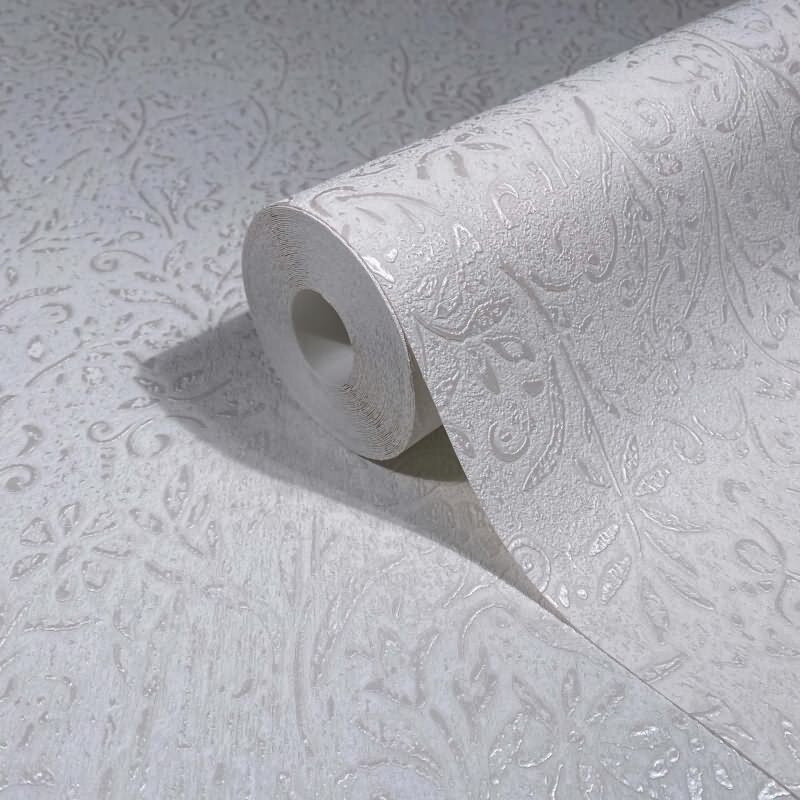 Vliestapete in Weiß Blattmotiv Floral Natur für Wohnzimmer Schlafzimmer Küche (KG-171461)