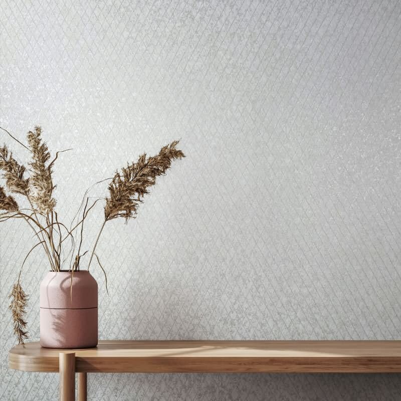 Vliestapete in Weiß Rautenoptik Grafisch Geometrisch für Wohnzimmer Schlafzimmer Küche (KG-171468)