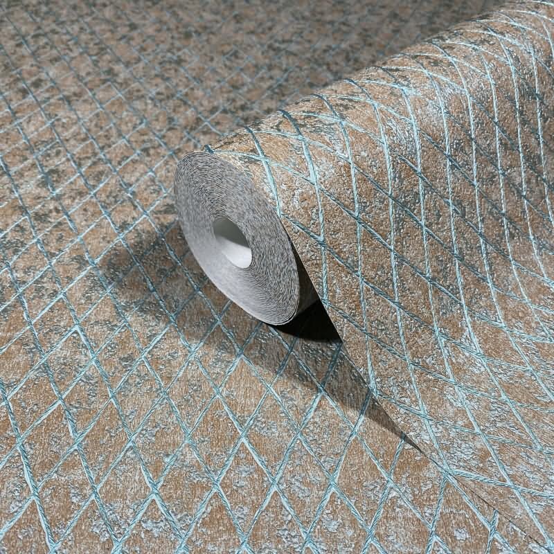 Vliestapete in Braun, Blau Rautenoptik Grafisch Geometrisch für Wohnzimmer Schlafzimmer Küche (KG-171470)