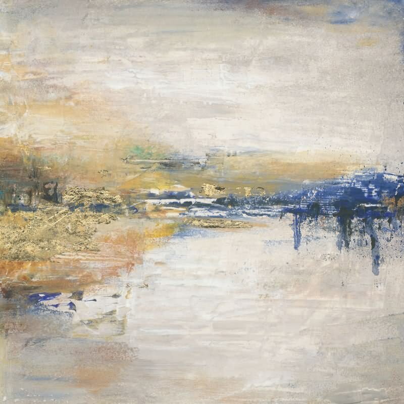 Fototapete in Beige mit abstraktem See Grafisch Klassisch für Wohnzimmer Schlafzimmer Küche (KG-171486)