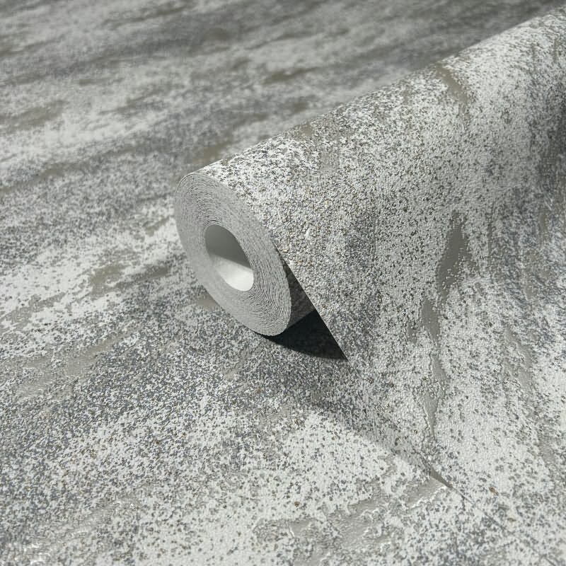 Vliestapete in Marmoroptik mit leichter Struktur grau, gold Putzoptik (KG-171487)