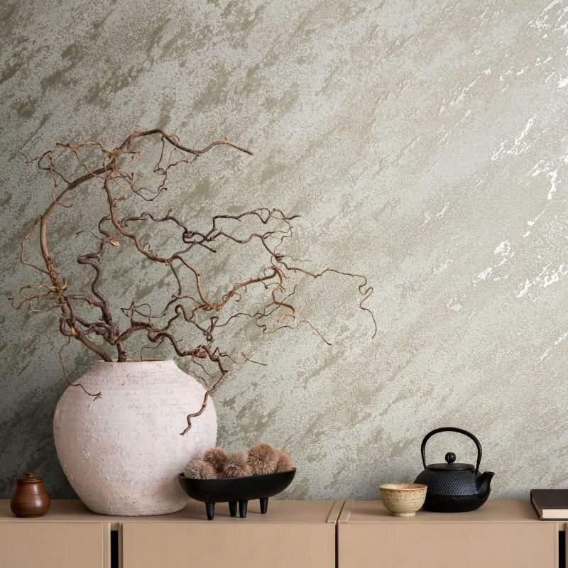 Vliestapete in Marmoroptik mit leichter Struktur weiß, beige Putzoptik (KG-171488)