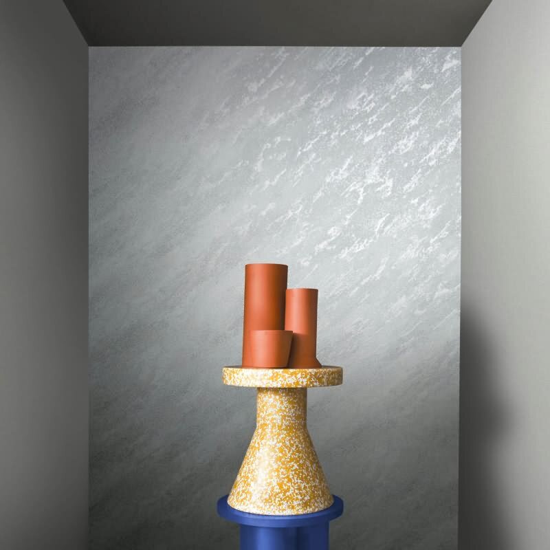 Vliestapete in Marmoroptik mit leichter Struktur weiß, silber Putzoptik (KG-171489)