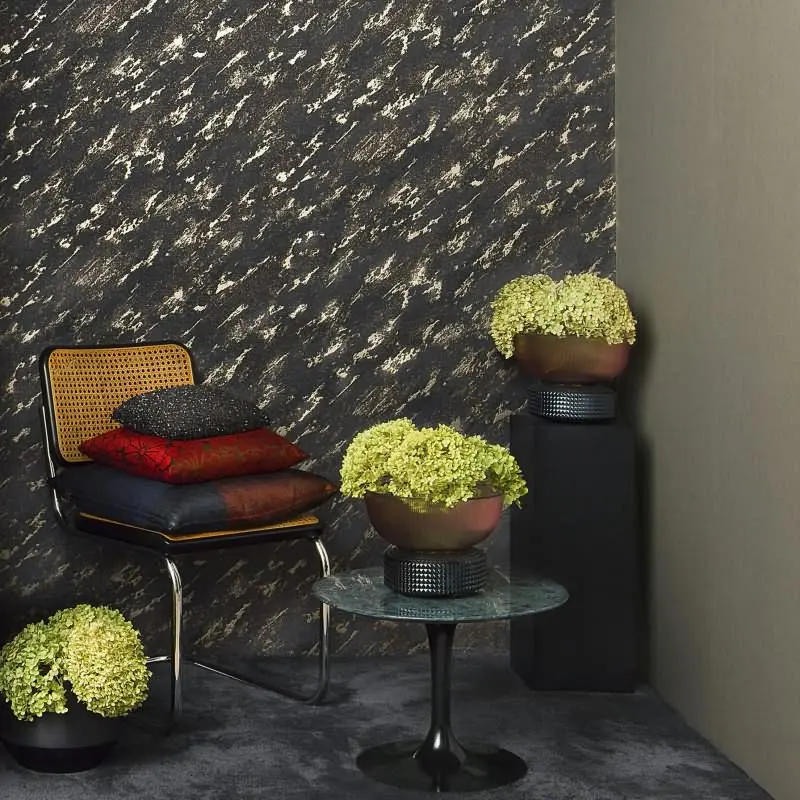 Vliestapete in Marmoroptik mit leichter Struktur braun, gold Putzoptik (KG-171491)