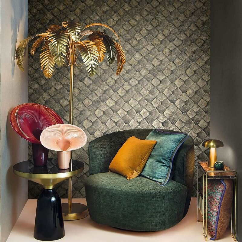 Vliestapete mit grafischem Fünfkantmuster gold Grafisch (KG-171495)