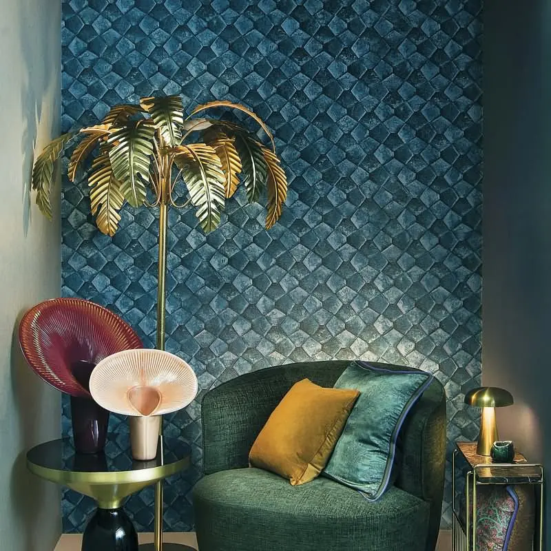 Vliestapete mit grafischem Fünfkantmuster blau Grafisch (KG-171496)