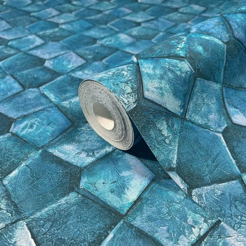 Vliestapete mit grafischem Fünfkantmuster blau Grafisch (KG-171496)