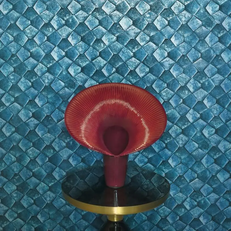 Vliestapete mit grafischem Fünfkantmuster blau Grafisch (KG-171496)