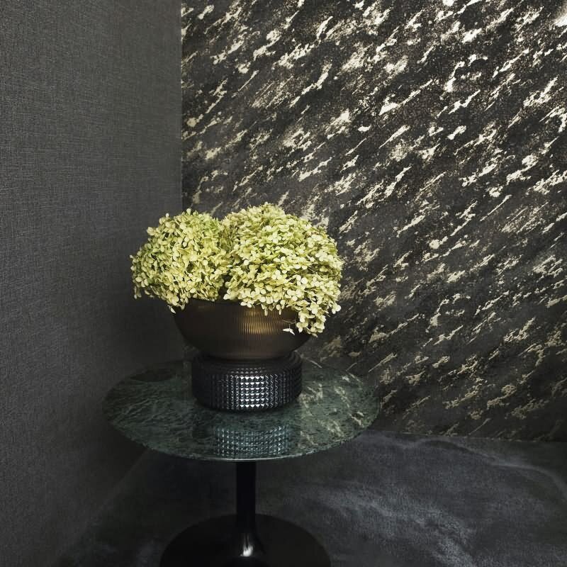 Vliestapete in einfarbiger Textiloptik anthrazit, kupfer Uni (KG-171502)