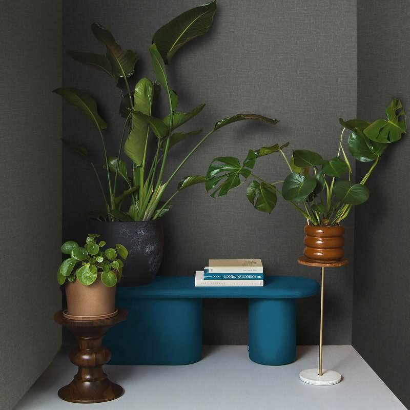 Vliestapete in einfarbiger Textiloptik anthrazit, kupfer Uni (KG-171502)