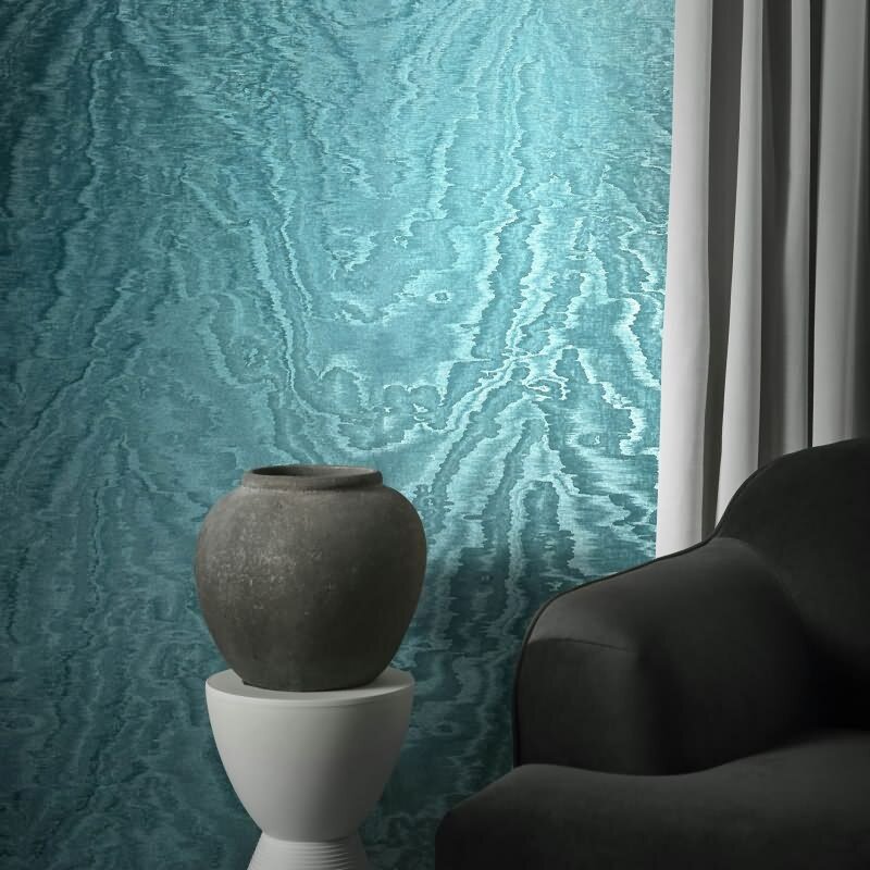 Vliestapete in schimmernder Marmoroptik blau Metalloptik (KG-171509)