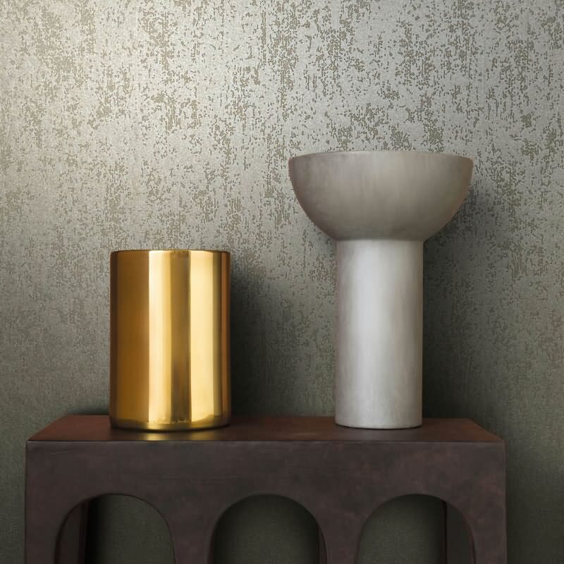 Vliestapete mit strukturiertem Glasperlen Motiv in beige Metalloptik (KG-171513)