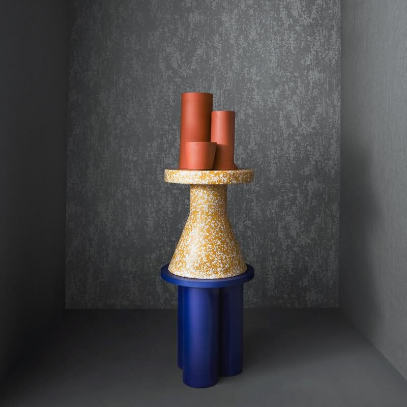 Vliestapete mit strukturiertem Glasperlen Motiv in blau Metalloptik (KG-171516)