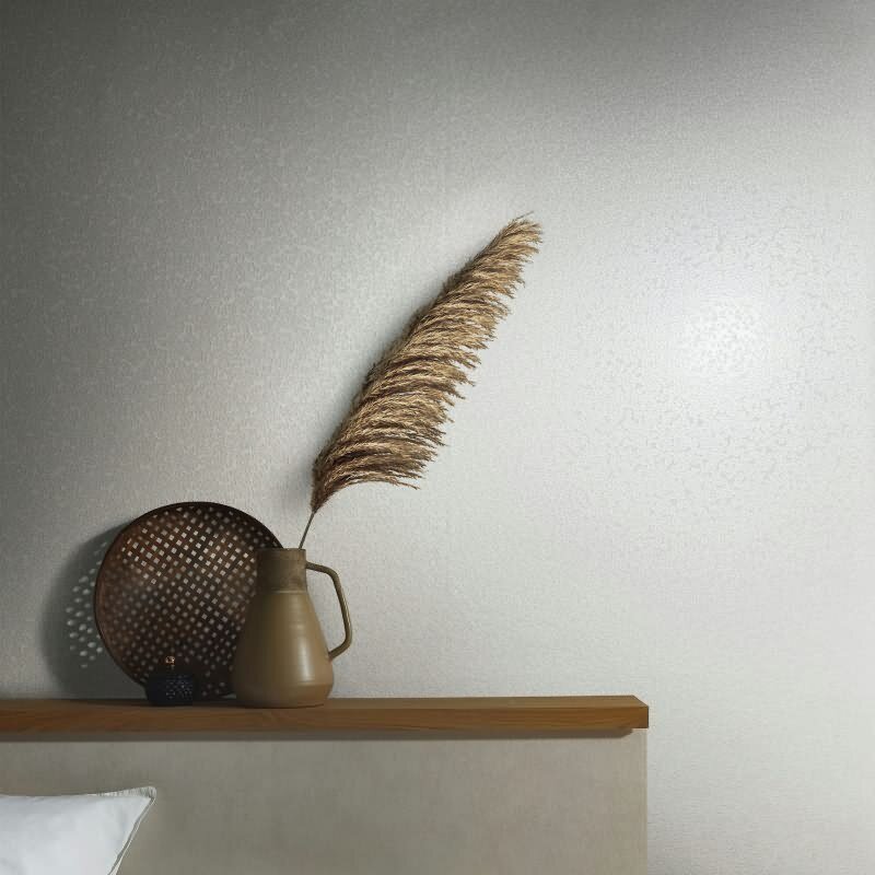 Vliestapete mit glänzendem Hammerschlag Motiv weiß Metalloptik (KG-171532)