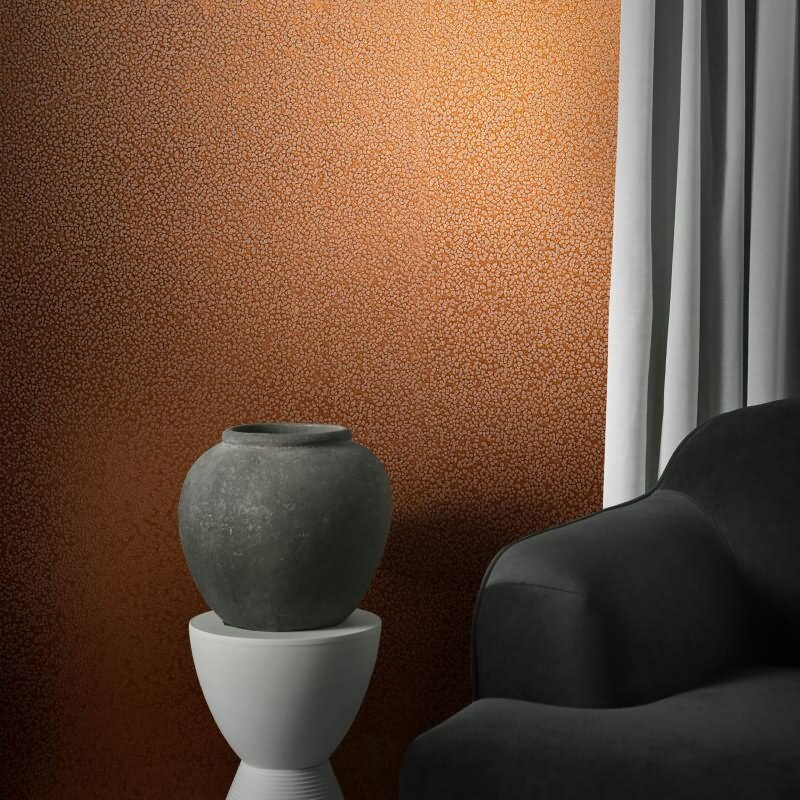 Vliestapete mit glänzendem Hammerschlag Motiv kupfer Metalloptik (KG-171534)