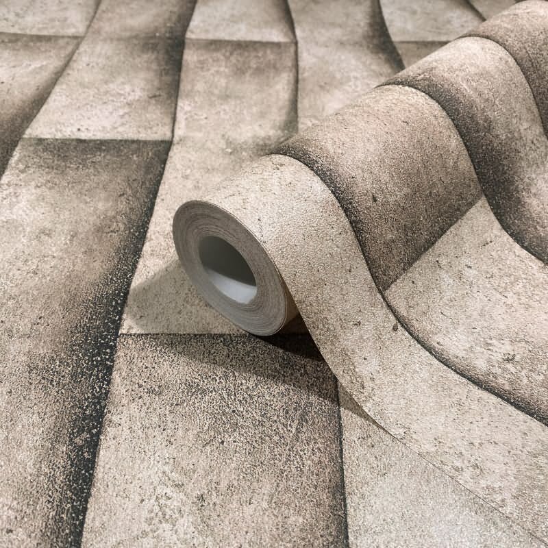 Vliestapete in beige Putzoptik Illusion 3D-Optik Streifen Modern Industrial-Look (KG-171536)