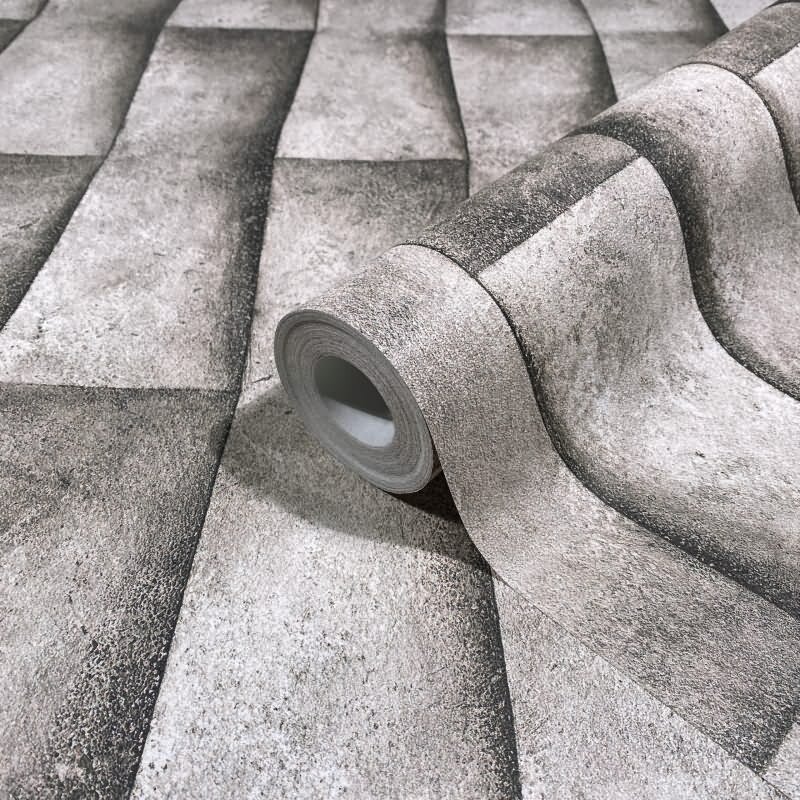 Vliestapete in beige, grau Putzoptik Illusion 3D-Optik Streifen Modern Industrial-Look (KG-171538)