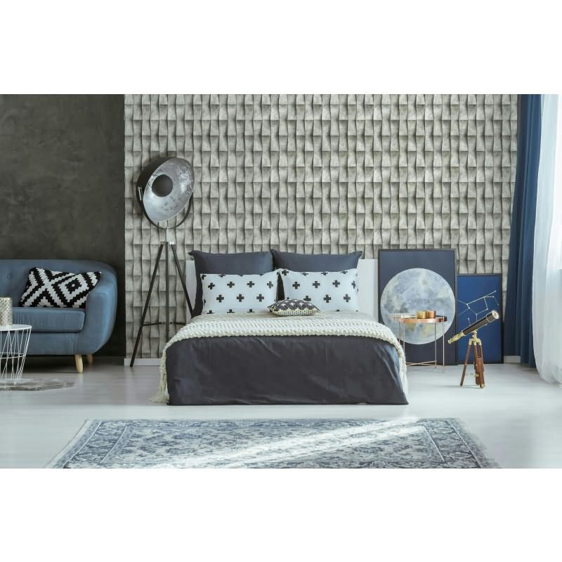 Vliestapete in grau Putzoptik Illusion 3D-Optik Streifen Modern Industrial-Look (KG-171539)