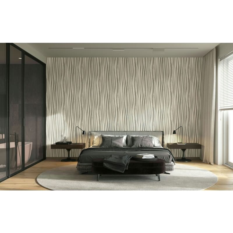 Vliestapete in beige 3D-Effekt Holzoptik Paneel Gewebestruktur Holz Modern (KG-171541)