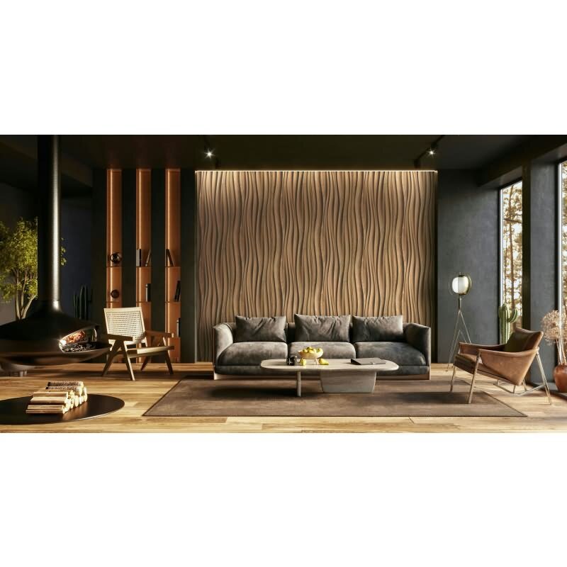 Vliestapete in braun 3D-Effekt Holzoptik Paneel Gewebestruktur Holz Modern (KG-171542)