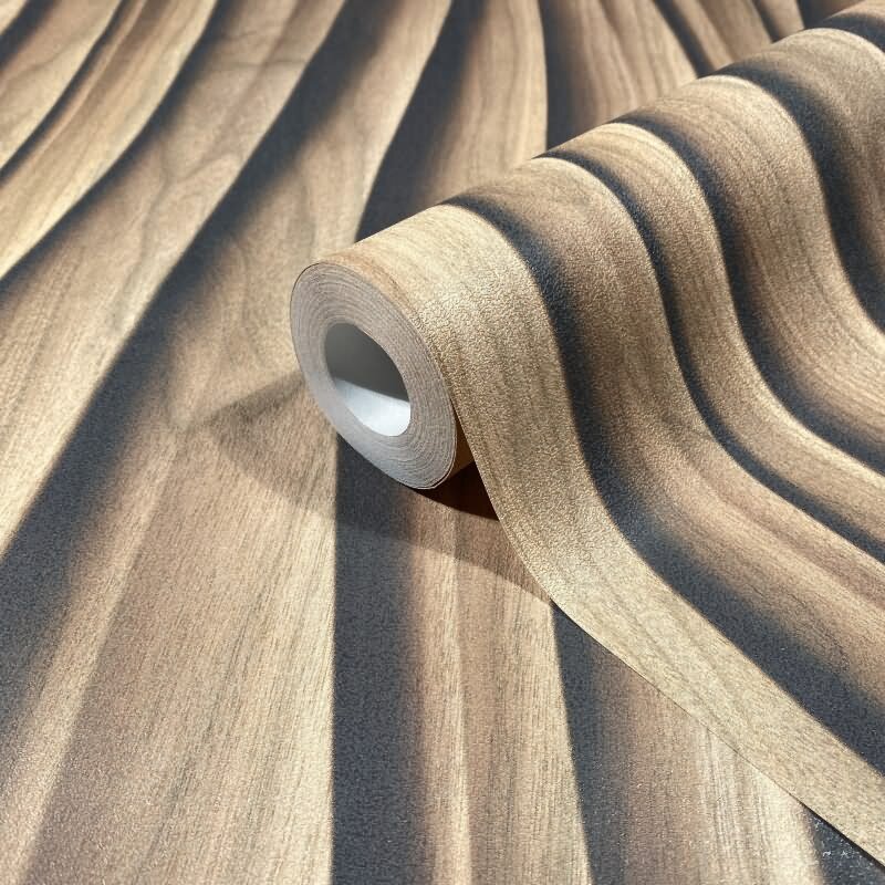 Vliestapete in braun 3D-Effekt Holzoptik Paneel Gewebestruktur Holz Modern (KG-171542)
