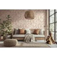 Vliestapete in beige, orange Bambus Bl&auml;tter Floral...