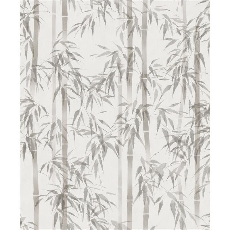 Vliestapete in grau Bambus Blätter Floral Natur (KG-171546)