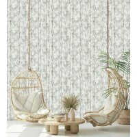 Vliestapete in grau Bambus Bl&auml;tter Floral Natur...