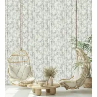 Vliestapete in grau Bambus Bl&auml;tter Floral Natur...