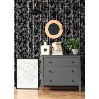 Vliestapete in schwarz, wei&szlig; Bambus Bl&auml;tter...