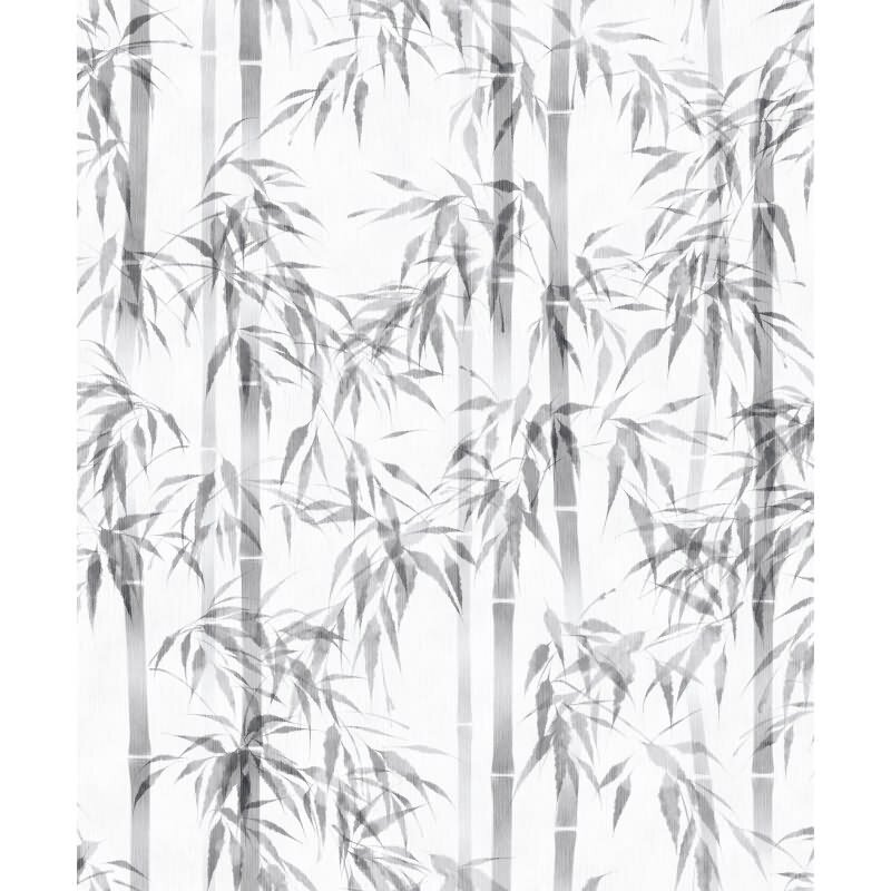 Vliestapete in weiß, grau Bambus Blätter Floral Natur (KG-171548)
