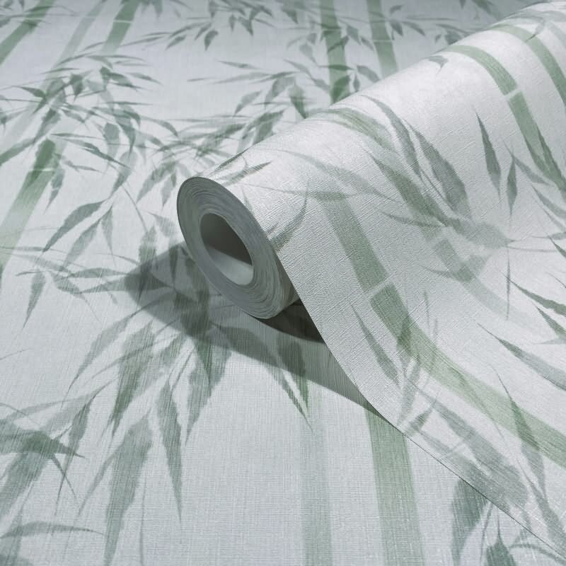Vliestapete in grün Bambus Blätter Floral Natur (KG-171549)