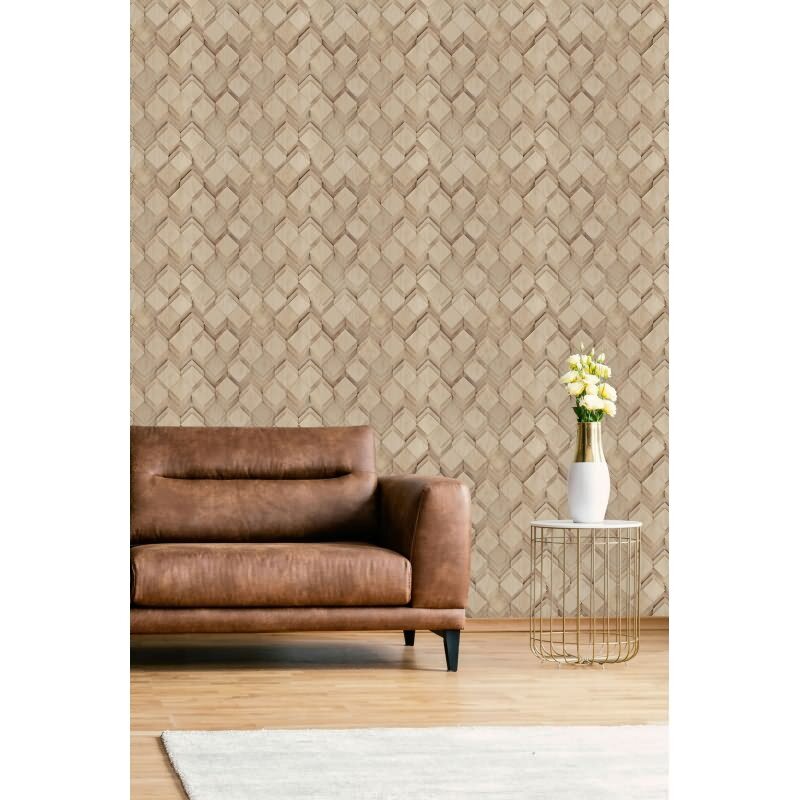Vliestapete in beige Rauten Illusion 3D-Optik Modern (KG-171550)