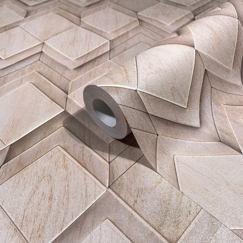 Vliestapete in beige Rauten Illusion 3D-Optik Modern (KG-171550)