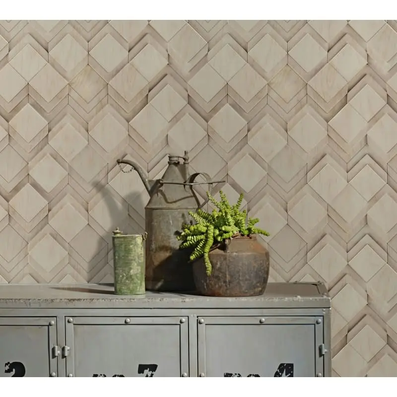 Vliestapete in beige, grau Rauten Illusion 3D-Optik Modern (KG-171552)
