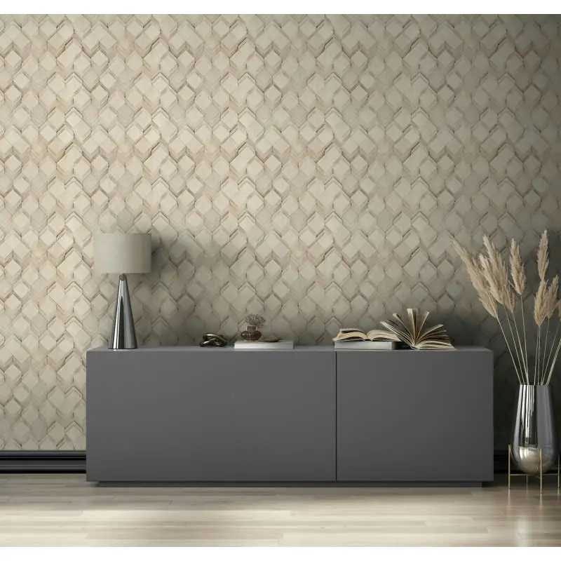 Vliestapete in beige, grau Rauten Illusion 3D-Optik Modern (KG-171552)