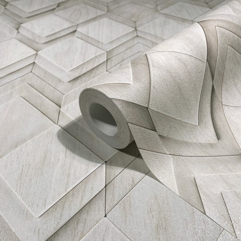 Vliestapete in weiß, grau Rauten Illusion 3D-Optik Modern (KG-171554)