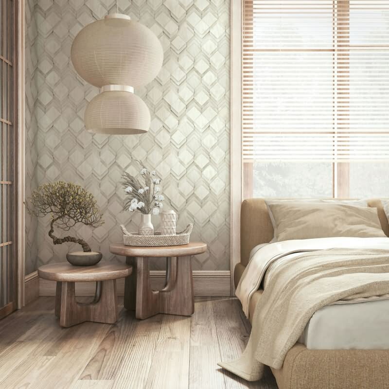 Vliestapete in weiß, grau Rauten Illusion 3D-Optik Modern (KG-171554)