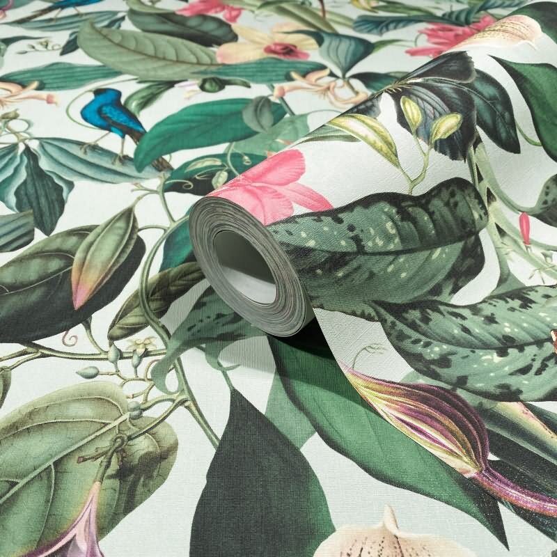 Vliestapete in grün Blätter Blumen Floral Natur (KG-171555)