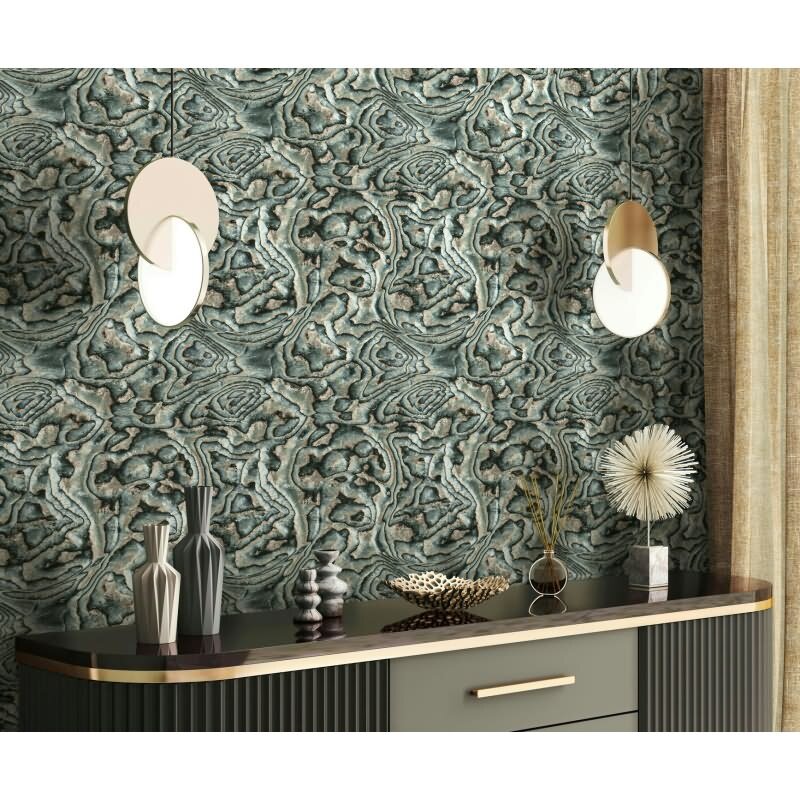 Vliestapete in grün, grau, beige Marmoroptik Stein Grafisch Modern (KG-171562)