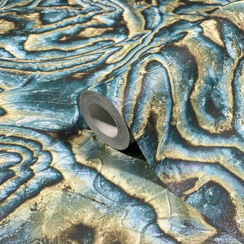 Vliestapete in blau, grün, beige Marmoroptik Stein Grafisch Modern (KG-171563)