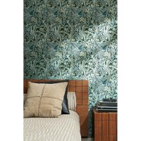 Vliestapete in blau, gr&uuml;n, beige Marmoroptik Stein...