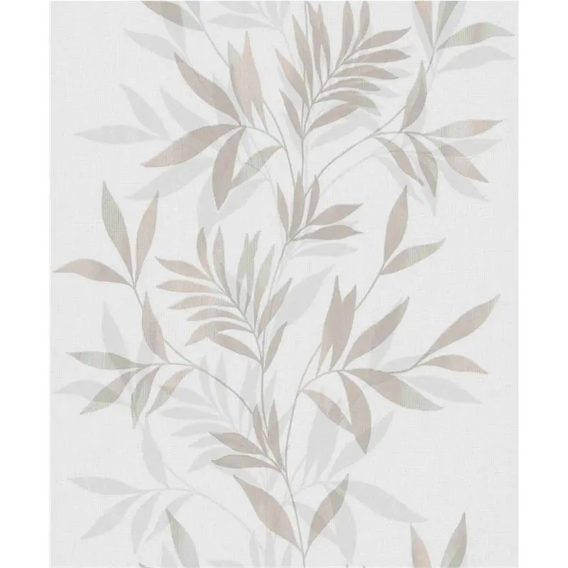 Vliestapete in weiß, beige Blattmotiv Blätteroptik Floral Natur (KG-171566)