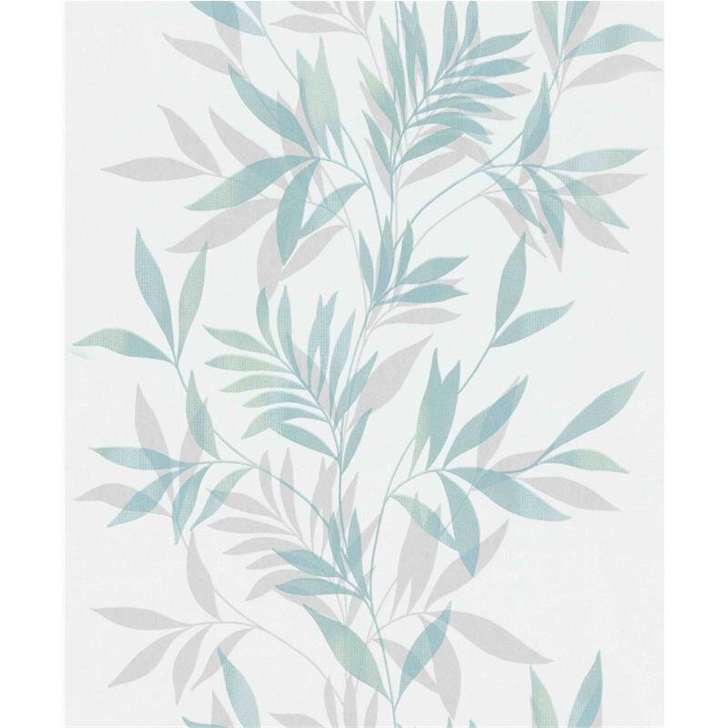 Vliestapete in weiß, grün Blattmotiv Blätteroptik Floral Natur (KG-171568)