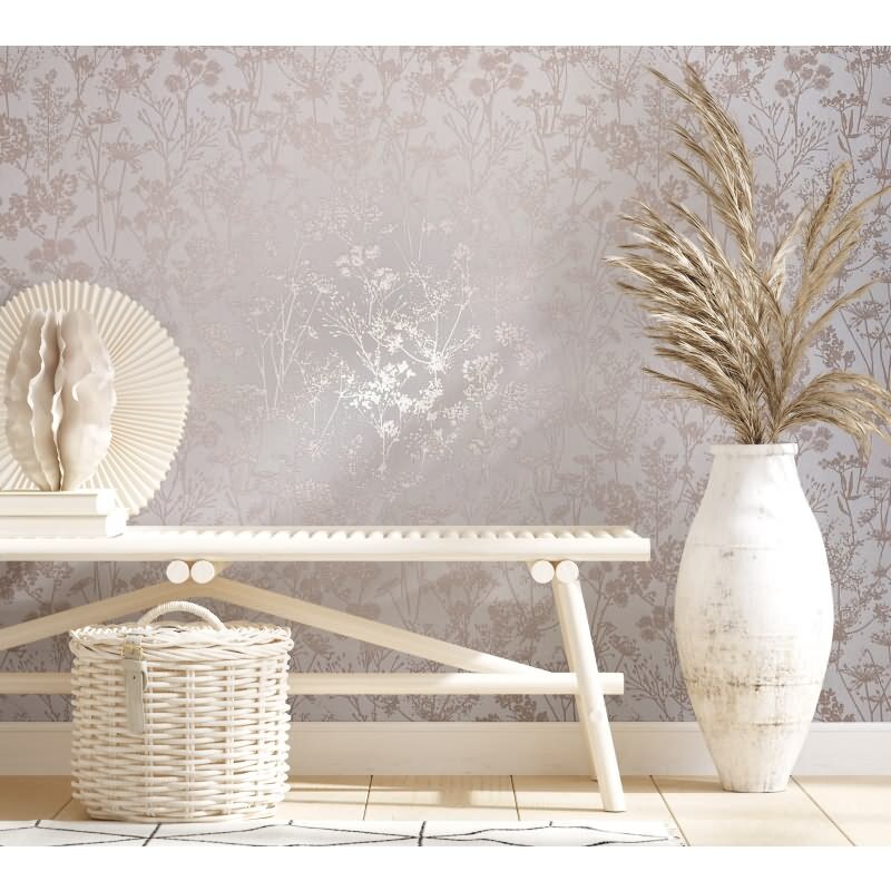 Vliestapete in weiß, beige Blattmotiv Blätteroptik Floral Natur (KG-171570)