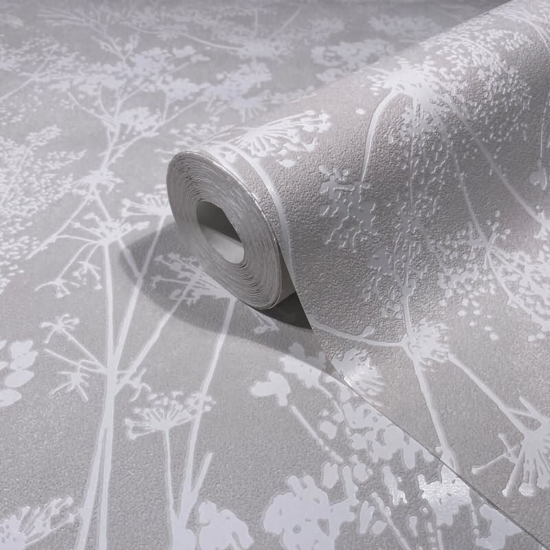 Vliestapete in grau Blattmotiv Blätteroptik Floral Natur (KG-171571)