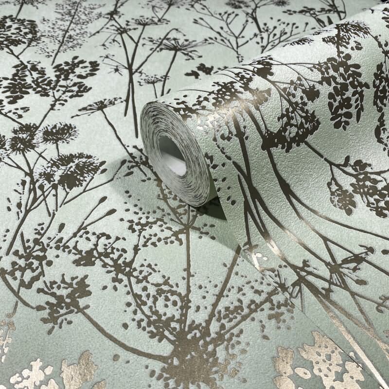 Vliestapete in grün, gold Blattmotiv Blätteroptik Floral Natur (KG-171572)